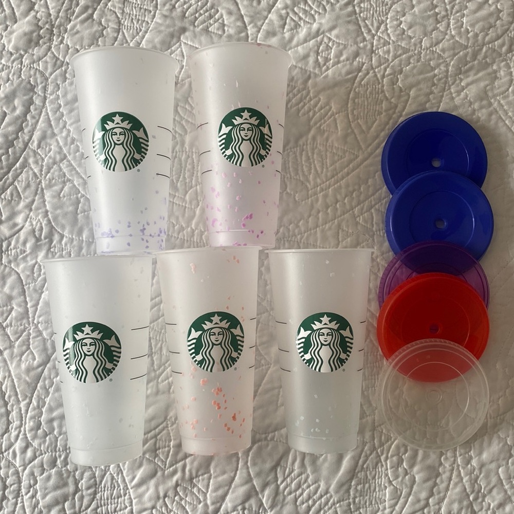 5 Starbucks Confetti Color Changing Tumbler Cups